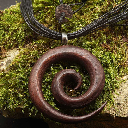 Holzschmuck große Spirale kette geschnitzt aus Holz