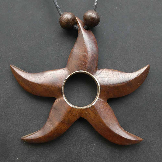 Blume Holzschmuck Halskette Handarbeit geschnitzter Schmuck