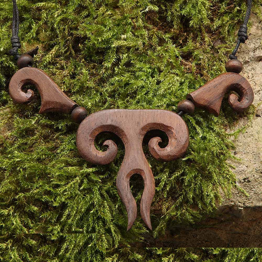Goa Kette Holzschmuck Collier handgefertigter Schmuck aus Holz fair gehandelt