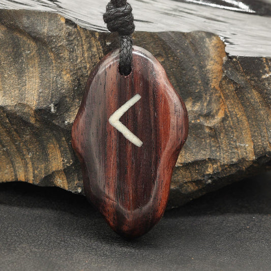 Runen Anhänger Amulett Beschützer Holz Kaunaz