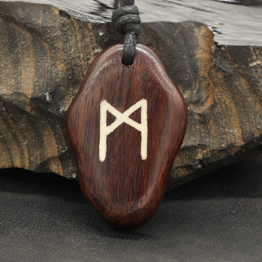 Kette Holz Älteres Futhark Rune Anhänger Mannaz