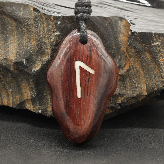 Kette Holz Älteres Futhark Rune Anhänger Laguz
