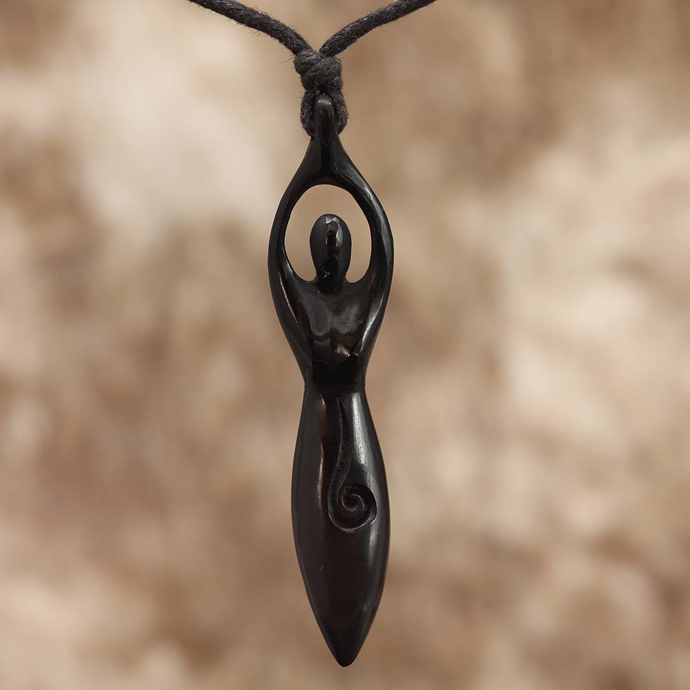 Göttin Schmuck Horn Kette Handarbeit Schmuck geschnitzt 