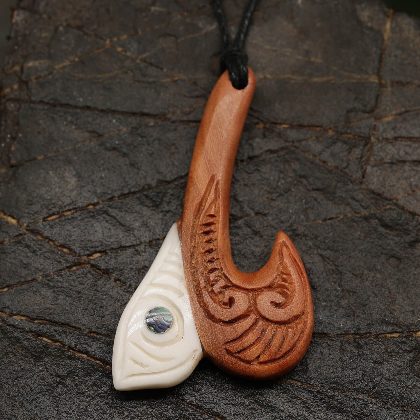 Maori Anhänger Duo Holz Knochen Halskette