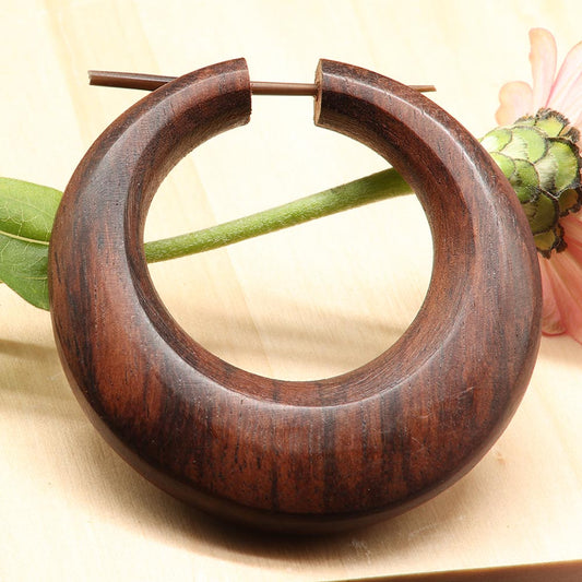 Creole groß und dick aus Holz Ohrring Handarbeit fair gehandelter Holzschmuck
