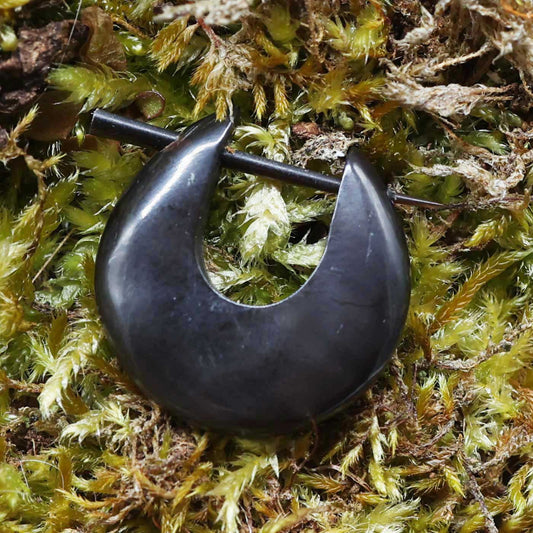 Horn Ohrring Creole Handarbeit Ohrschmuck fair gehandelt schwarz