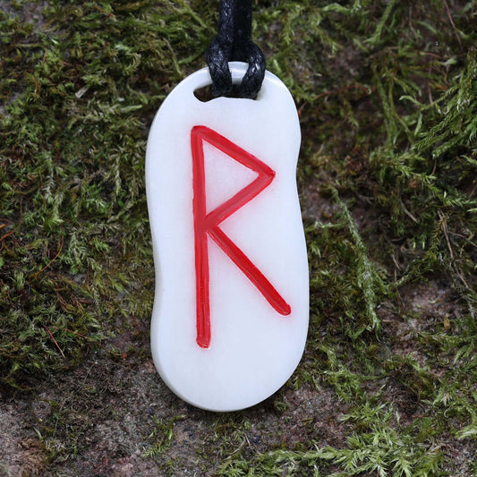 Magischer Schmuck Rune Knochen Anhänger Handarbeit Raidho