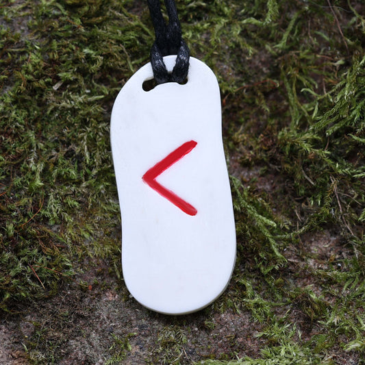 Magischer Schmuck Rune Knochen Anhänger Handarbeit Kaunaz
