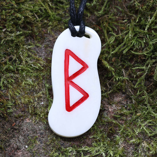 Runen Schmuck Knochen Amulett Kette älteres Futhark Berkano