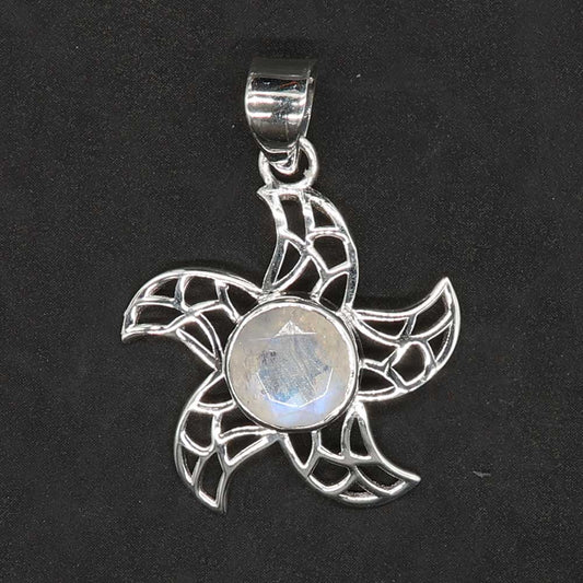 Sonnen Anhänger aus Sterlingsilber mit edlem Mondstein Edelstein