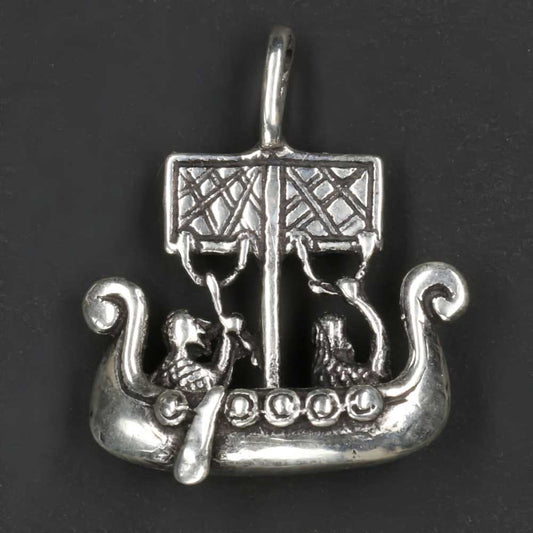 Wikingerboot 925 Silber Kettenanhänger ausgefallener Anhänger Drachenboot