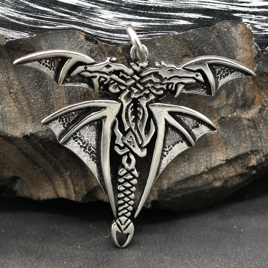 Drache keltische 925 Silber Kettenanhänger ausgefallener Anhänger zwei Drachen