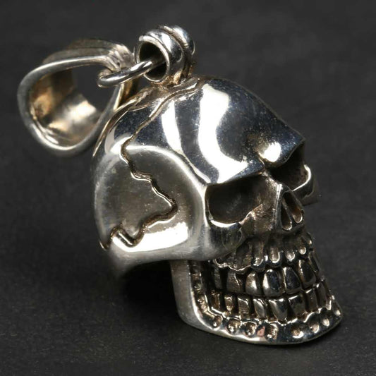Schwerer Totenkopf 925 Silber Kettenanhänger ausgefallener Anhänger Gothik
