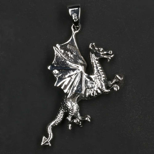 Wales Drache 925 Silber Kettenanhänger ausgefallener Anhänger