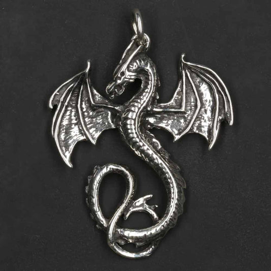 Drache mystisch 925 Silber Kettenanhänger ausgefallener Anhänger Larp