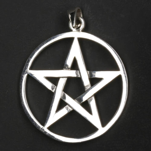 Großes Pentagramm massiver 925er Silber Anhänger Wicca Drudenfuß 