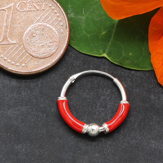 Silber Creole rot Sterling Ohrring Kugel