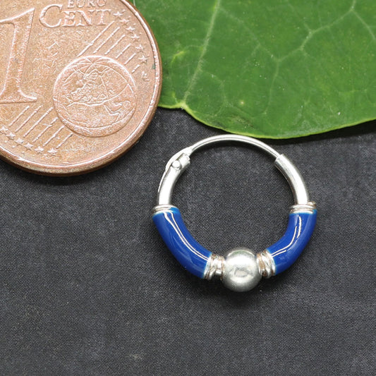 Ohrring blau farbig Kugel Silber 925