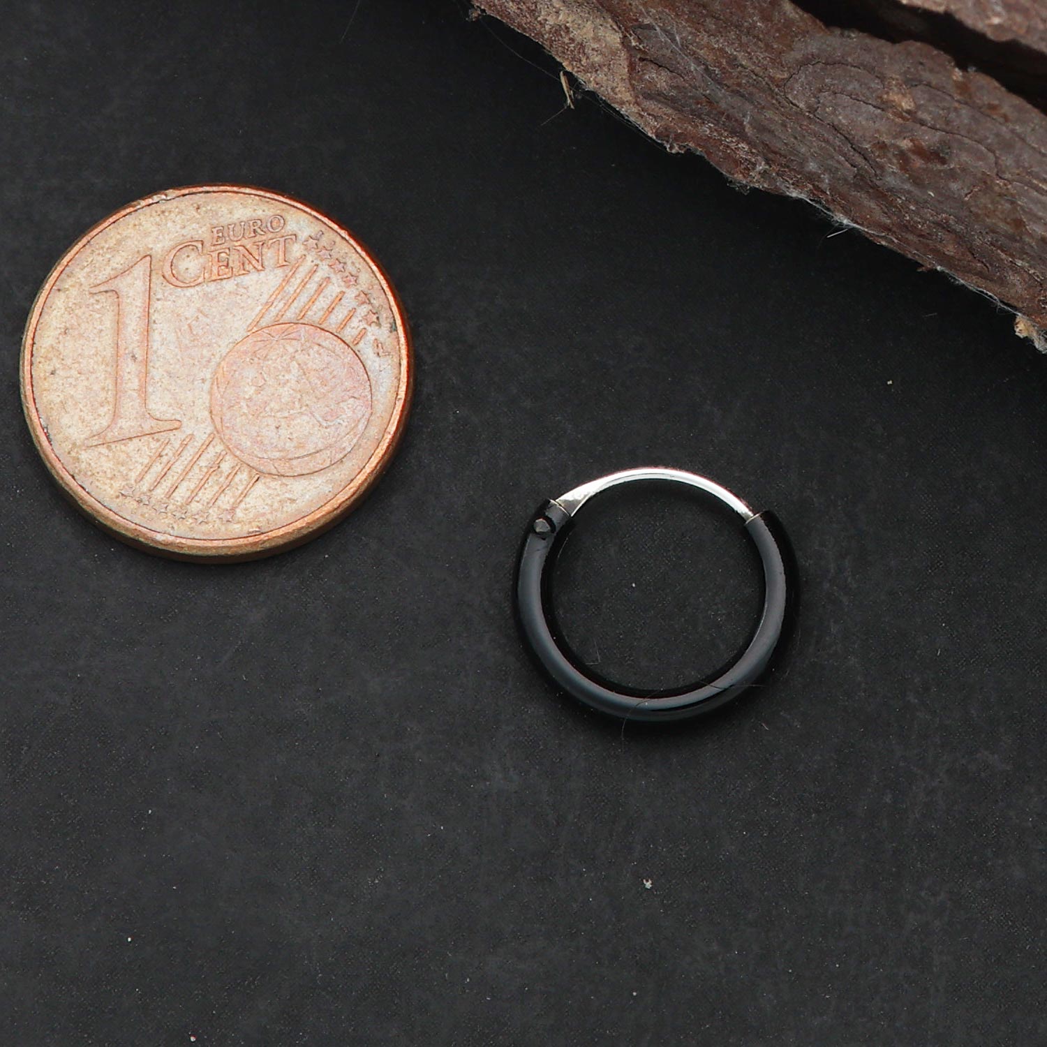  12 mm Schwarze Creolen 925 Silber Ohrring lakiert