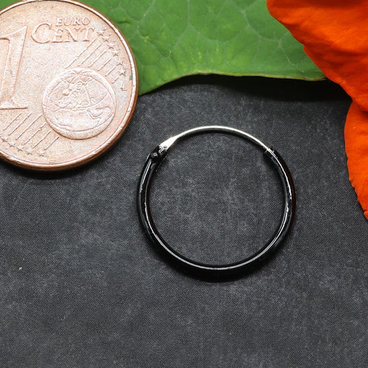 Schwarze Creole 925 Silber lakiert Ohrschmuck