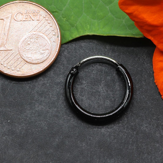 Ohrring schwarz Creole 14 mm Sterlingsilber