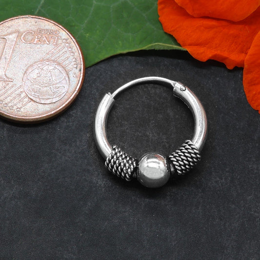 Creolen Ohrring 925 Silber mit Kugel