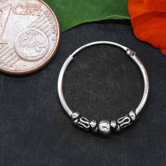 Creole 925 Silber 18mm / 1,2mm Kugel  Ohrring