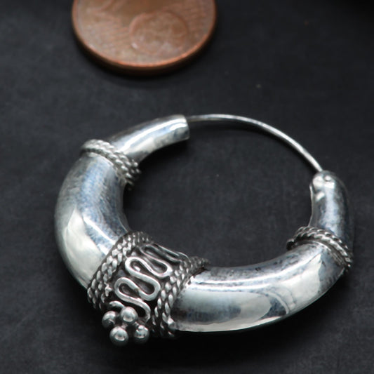 Bali Creolen 925 Sterlingsilber großer Ohrring