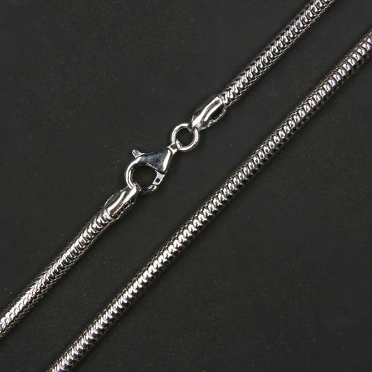 Echte Schlangenkette rhodiniert 3mm Silberkette dick Damen Herren