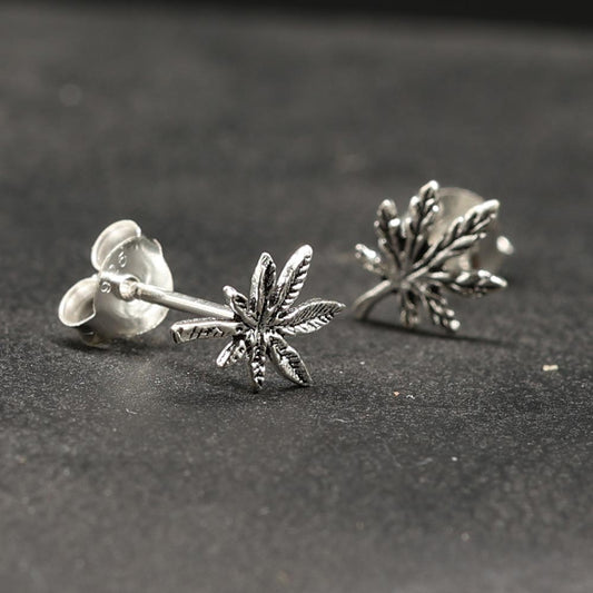 Cannabis Ohrstecker 925 Silber Ohrring Marihuana Kiffer Ohrschmuck