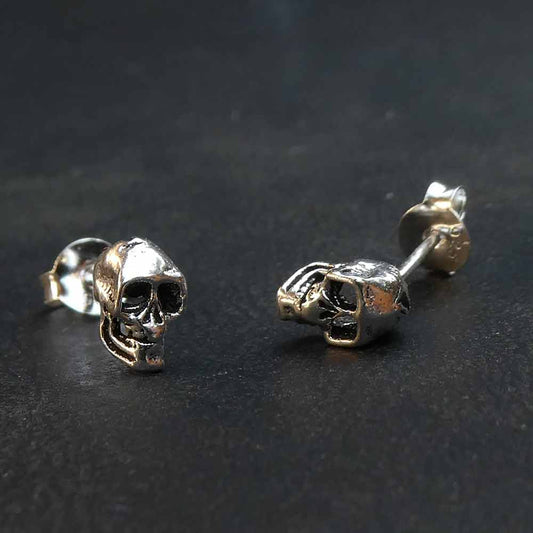 Totenkopf Ohrstecker 925 Silber Skull Ohrring Punk Gothic Stil