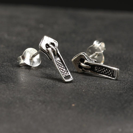 Reißverschluß Ohrring 925 Silber lustiger Ohrstecker ausgefallen Sterlingsilber