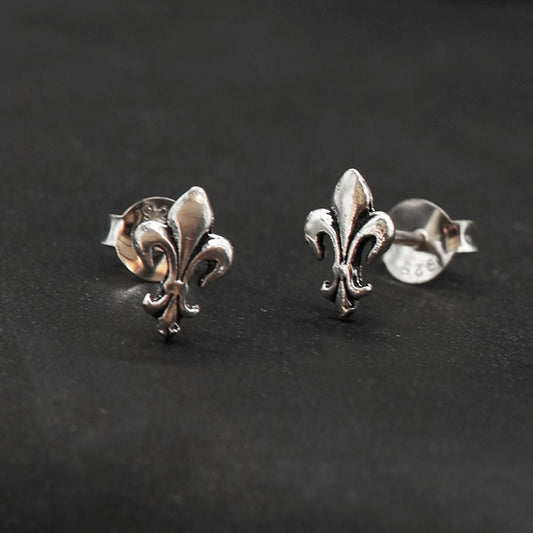 Mittelalter Lilie Ohrstecker aus Sterlingsilber Fleur des Lys Ohrring