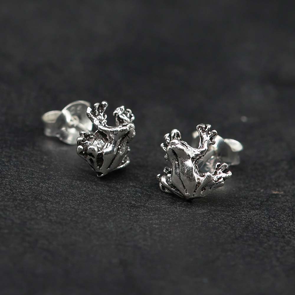Frosch Ohrstecker Grösche Ohrschmuck aus edlem Silber