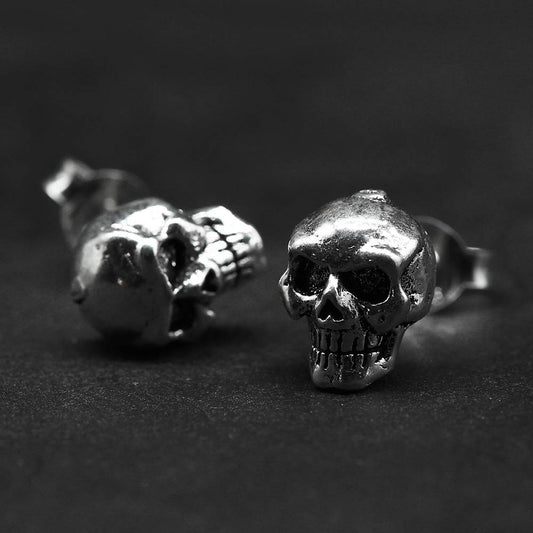 Totenkopf Ohrstecker Silber breiter Skull Ohrschmuck Gothic
