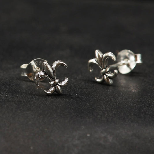Mittelalter Lilie Ohrstecker Fleur des Lys Ohrring 925 Silber
