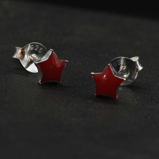 Roter Stern Ohrstecker 925 Silber Ohrschmuck