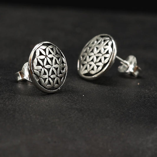Blume des Lebens 925 Silber Ohrstecker groß Damen Ohrschmuck