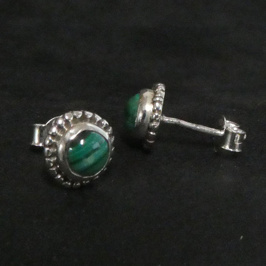 Ohrstecker Malachit und 925 Silber edler Damen Ohrschmuck Handarbeit