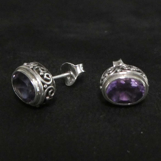 Edle Amethyst Ohrstecker 925er Silber Damen Ohrring Handarbeit Kunst Handwerk