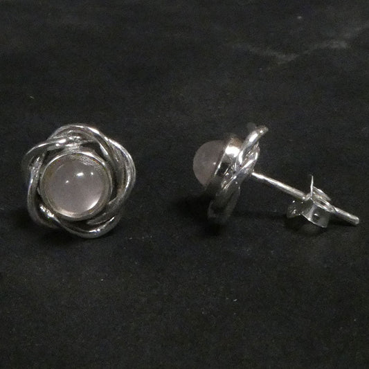 Ohrschmuck 925 Silber echter Rosenquarz Edelstein Ohrstecker Damen