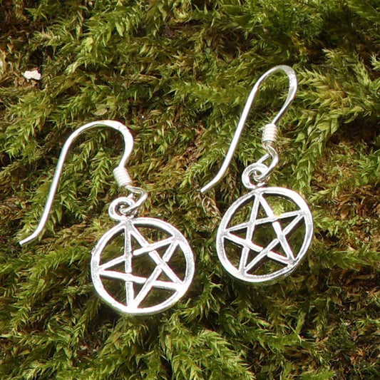 Pentagramm Silber Ohrringe Gothic Ohrschmuck schlicht