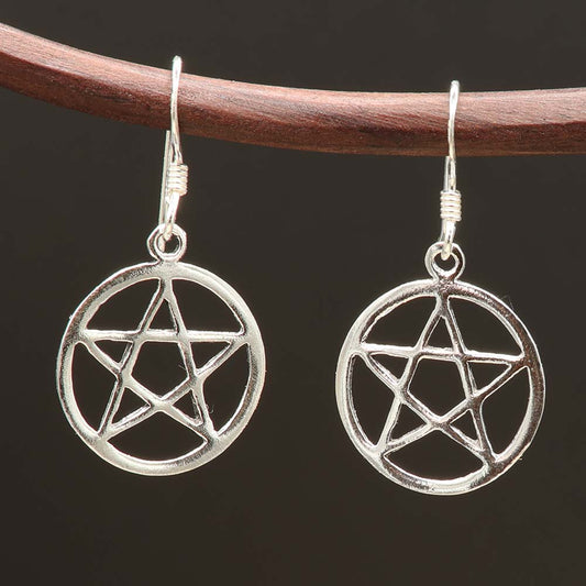 Pentagramm Ohrring Gothic Schmuck 925 Silber Wicca
