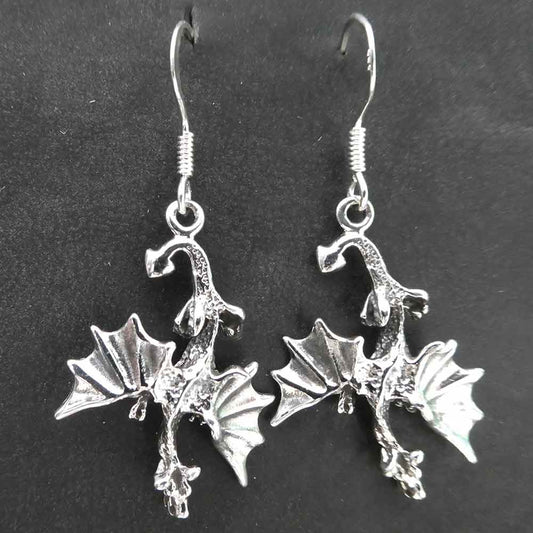 Drachen Ohrringe Einhänger Silber Drache
