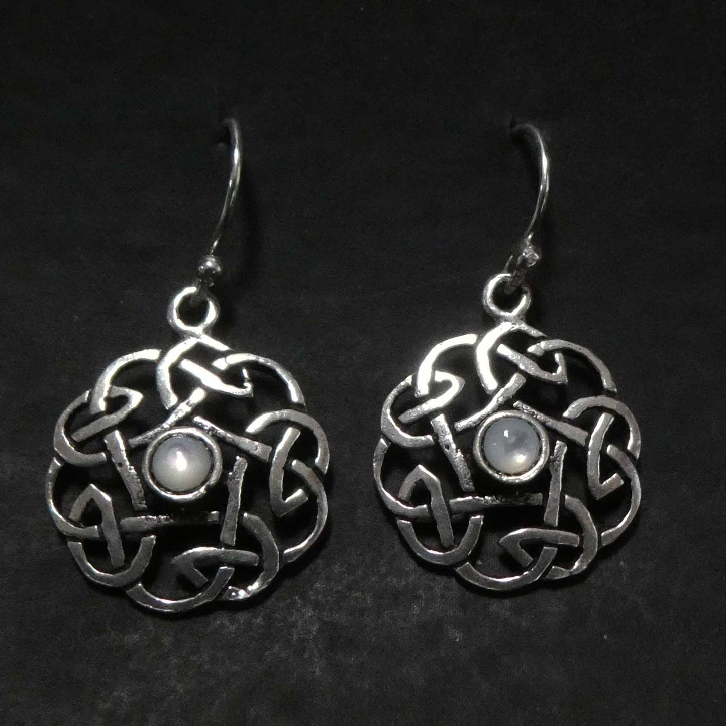Keltischer Ohrschmuck Perlmutt Ohrringe 925 Silber Damen Ohrhänger 