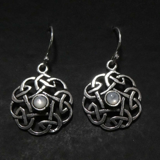 Keltischer Ohrschmuck Perlmutt Ohrringe 925 Silber Damen Ohrhänger 