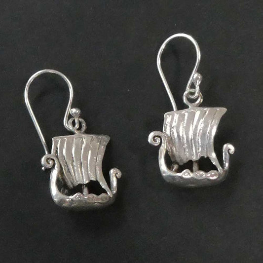 Ohrringe Wikinger Drachnboot 925 Silber Damen Herren Ohrschmuck