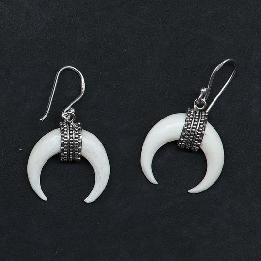Extravagante Ohrringe Silber und Knochen Schmuck Damen Ohrringe edel