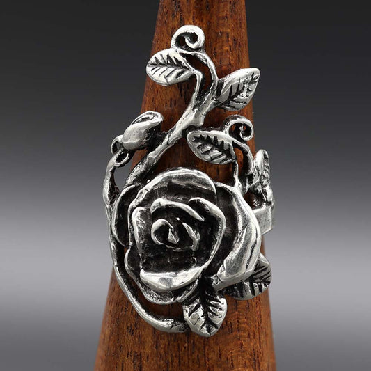 Edler Rosen Ring 925 Silber lang Gothic Schmuck Damen 