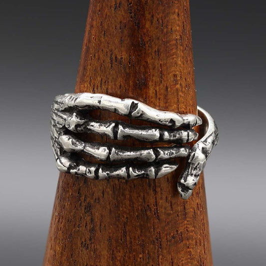 Skelett Schmuck 925er Silber Ring Bone Hand Punk